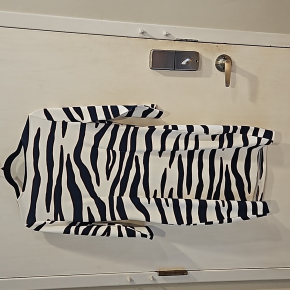 Boston Proper White Navy Brown Animal Stripe Print Bodycon Dress S NWOT - Picture 4 of 7